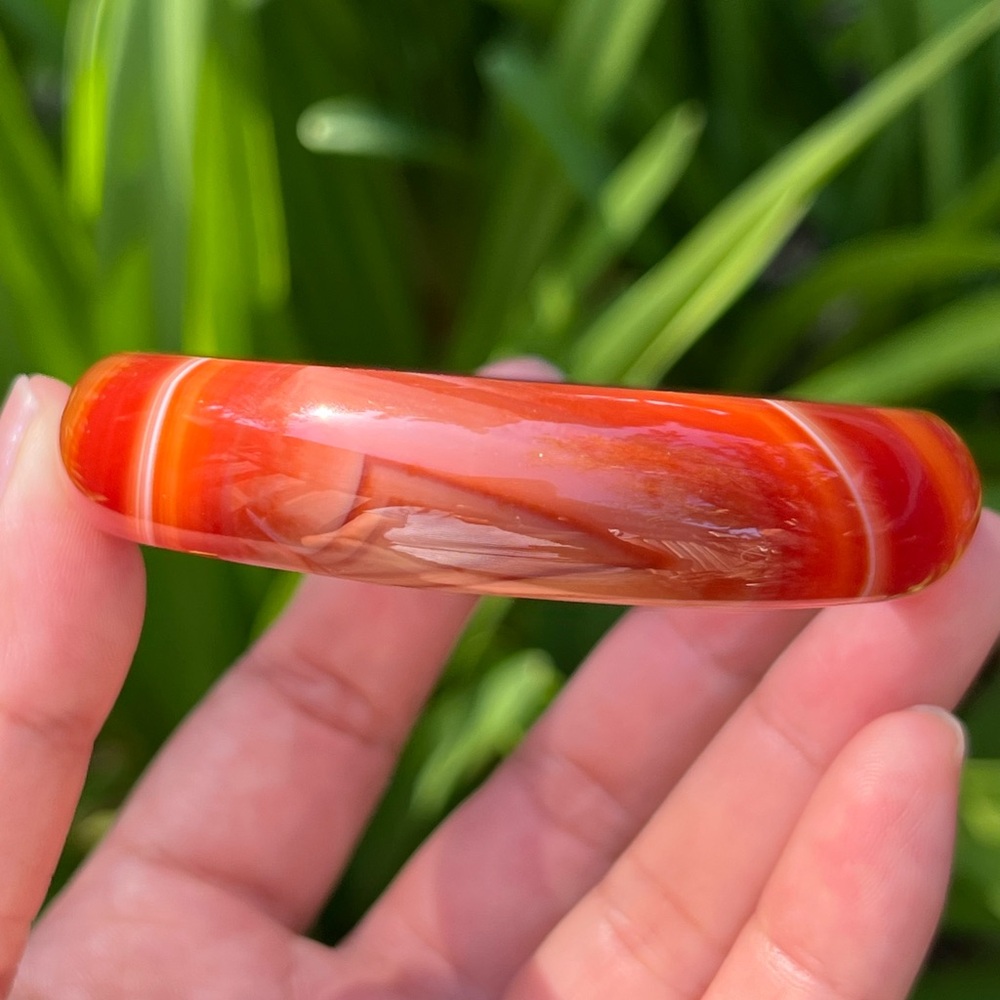 61mm Inner Diameter Red Banded Carnelian Bangle 0032